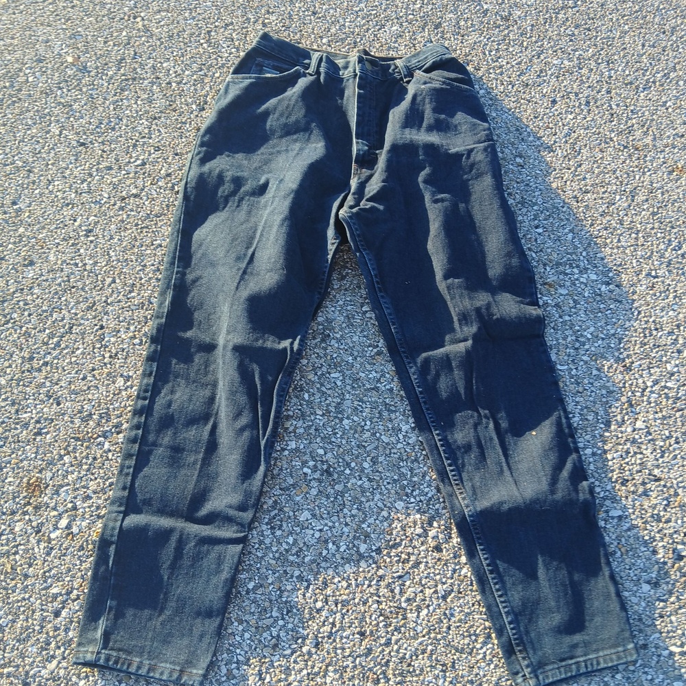 Wrangler Jeans Womens 14 14x32 Blue Dark Wash High Rise Tapered Denim Pants